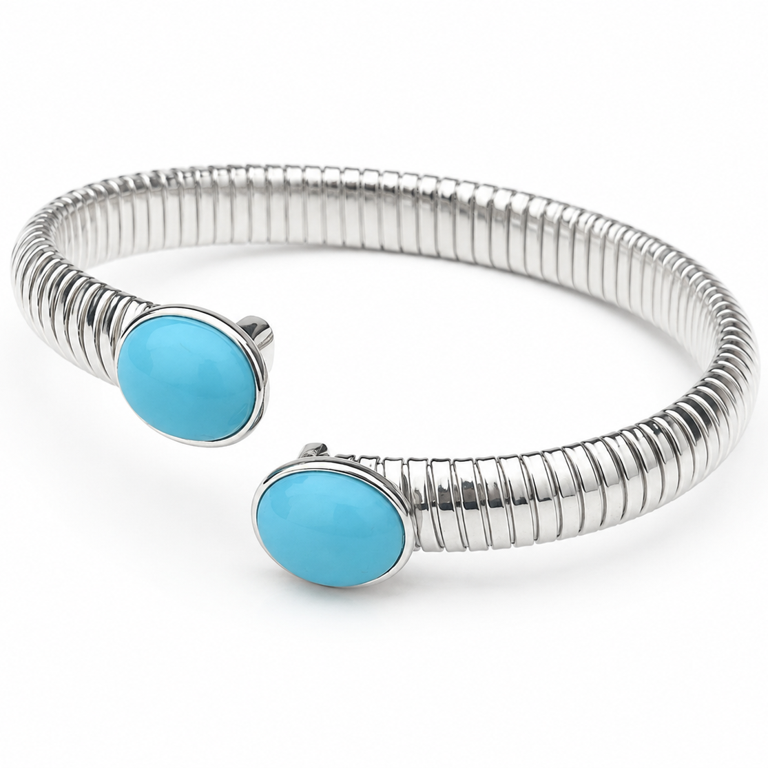925 Sterling Silver Turquoise Open Cuff Bracelet