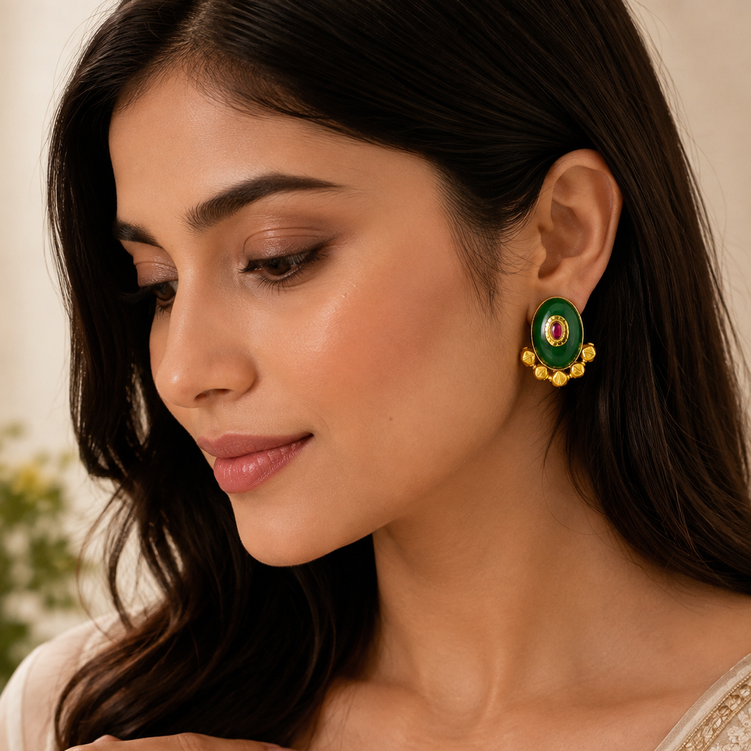 Traditional Gold-Plated  Silver Designer Earrings