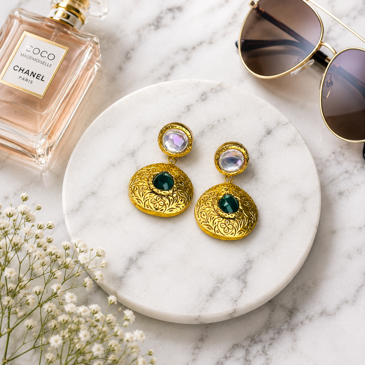 Handmade 925 Silver Gold-Plated Statement Earrings for Women