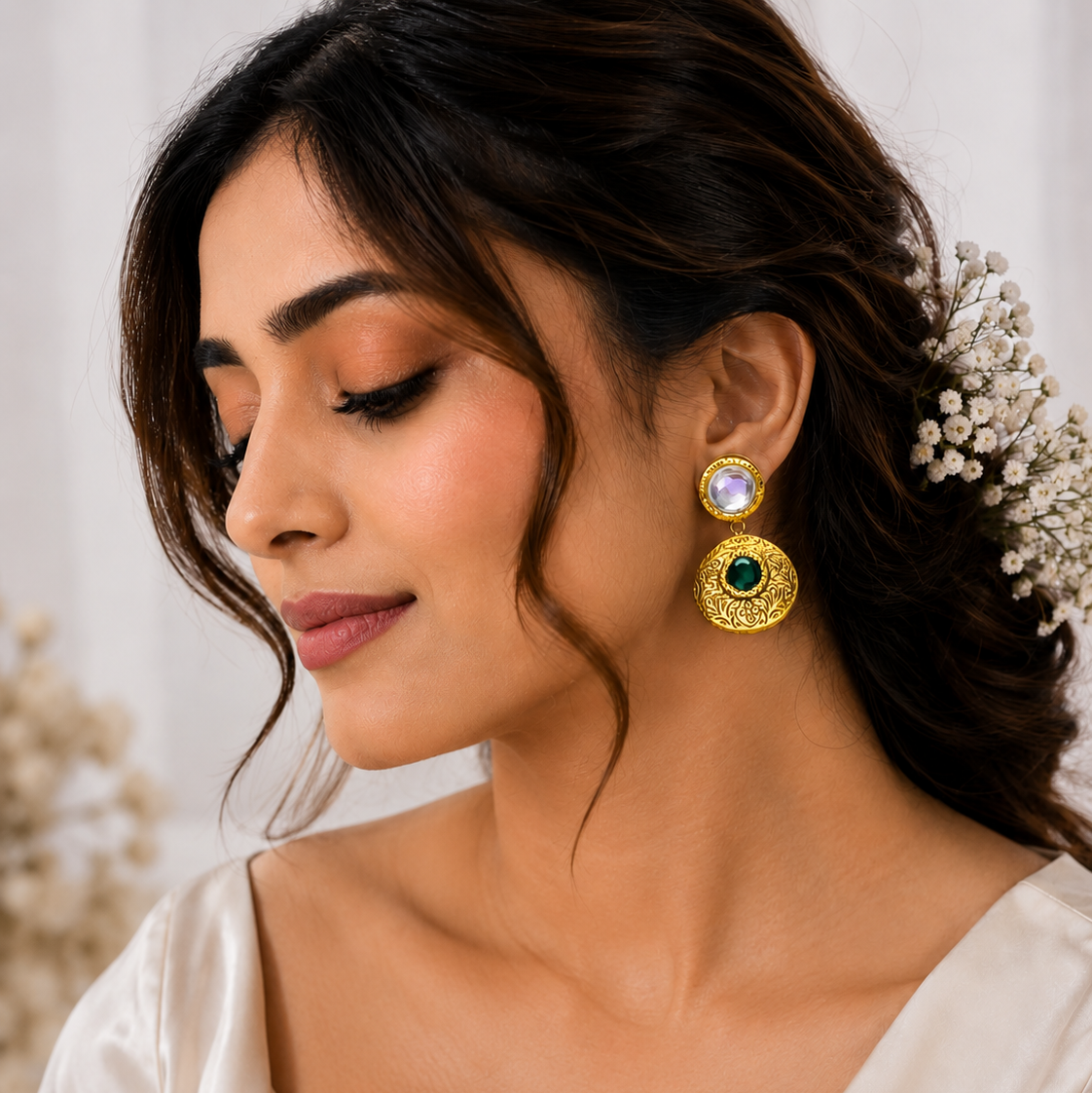Handmade 925 Silver Gold-Plated Statement Earrings for Women