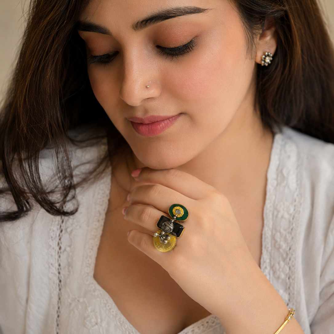 Gold-Plated Adjustable Designer Ring for Women