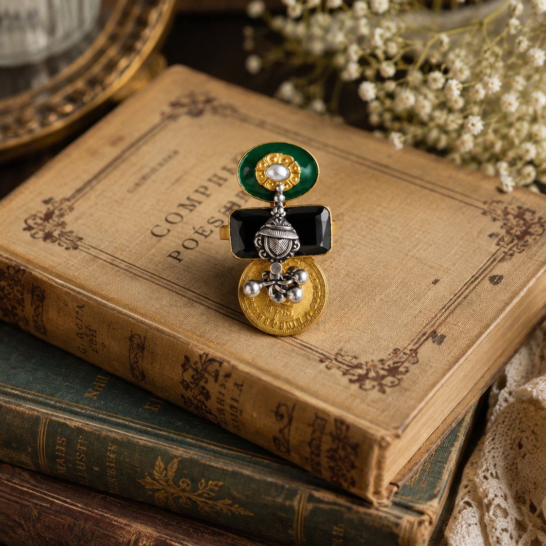 Gold-Plated Adjustable Designer Ring for Women
