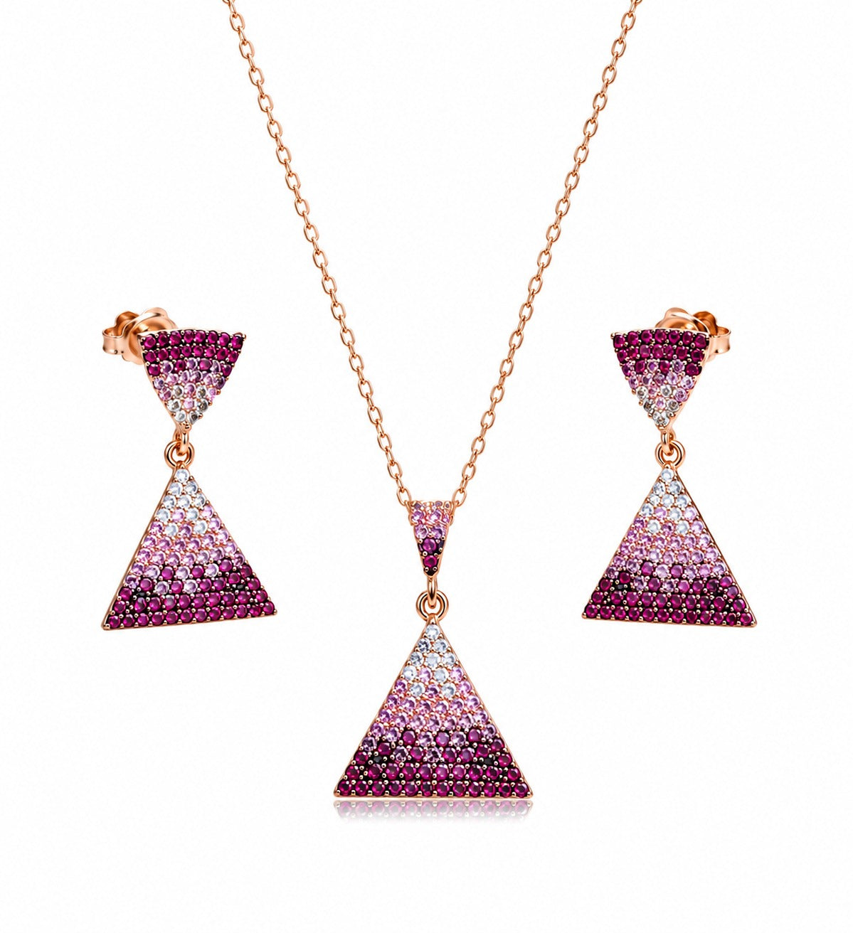 925  Silver Gold Plated Triangle Pendant Necklace