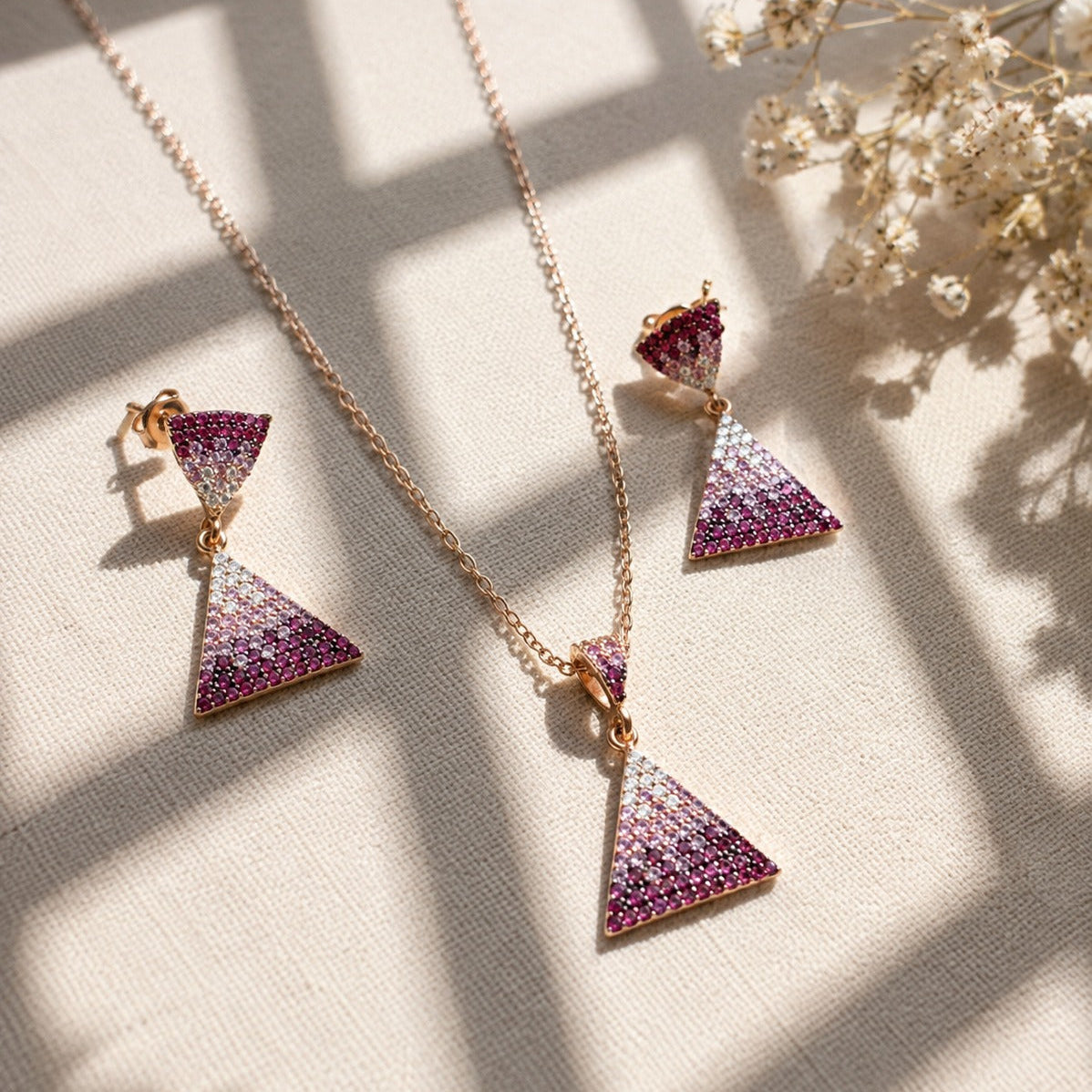 925  Silver Gold Plated Triangle Pendant Necklace