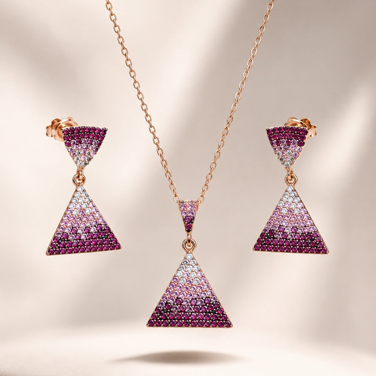 925  Silver Gold Plated Triangle Pendant Necklace