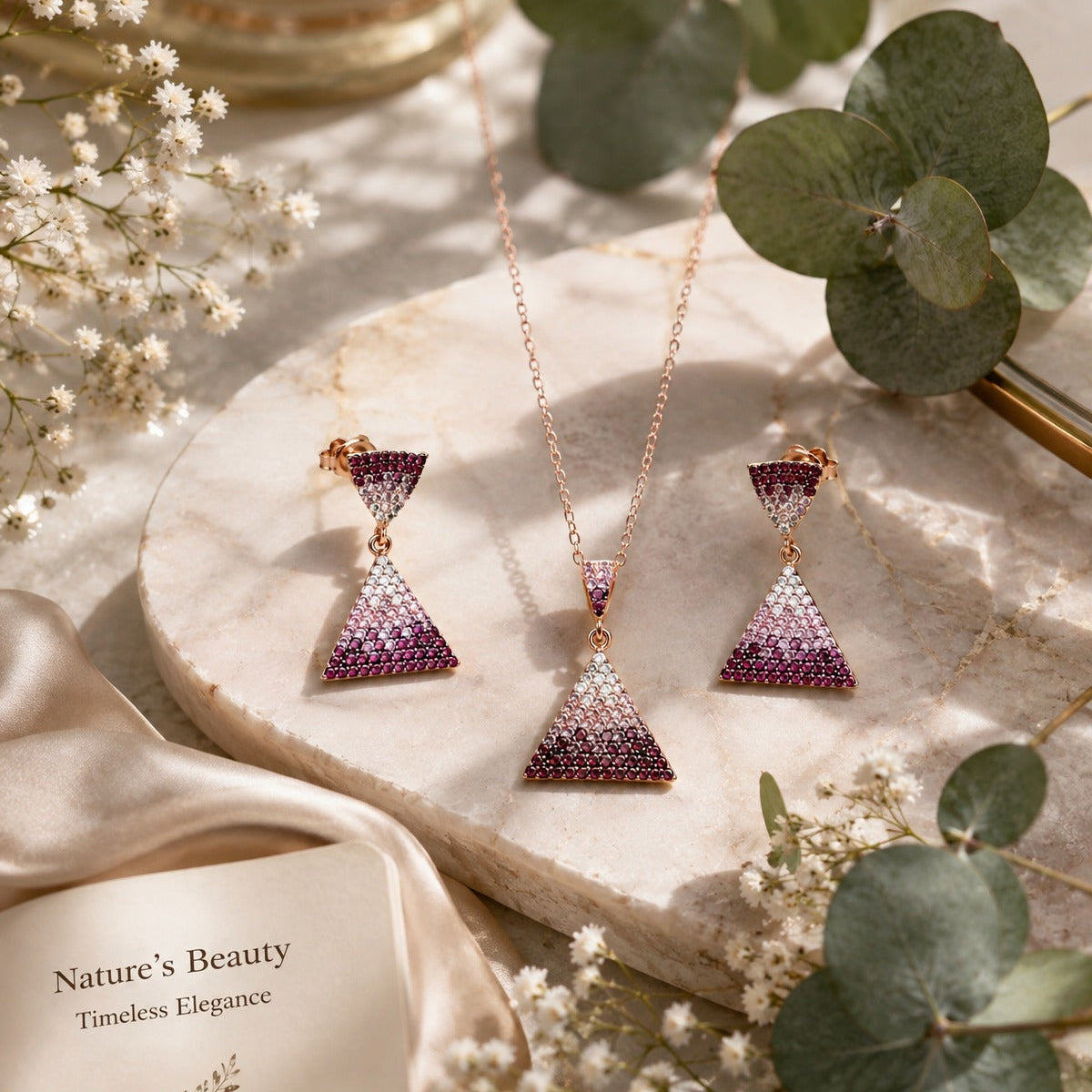 925  Silver Gold Plated Triangle Pendant Necklace