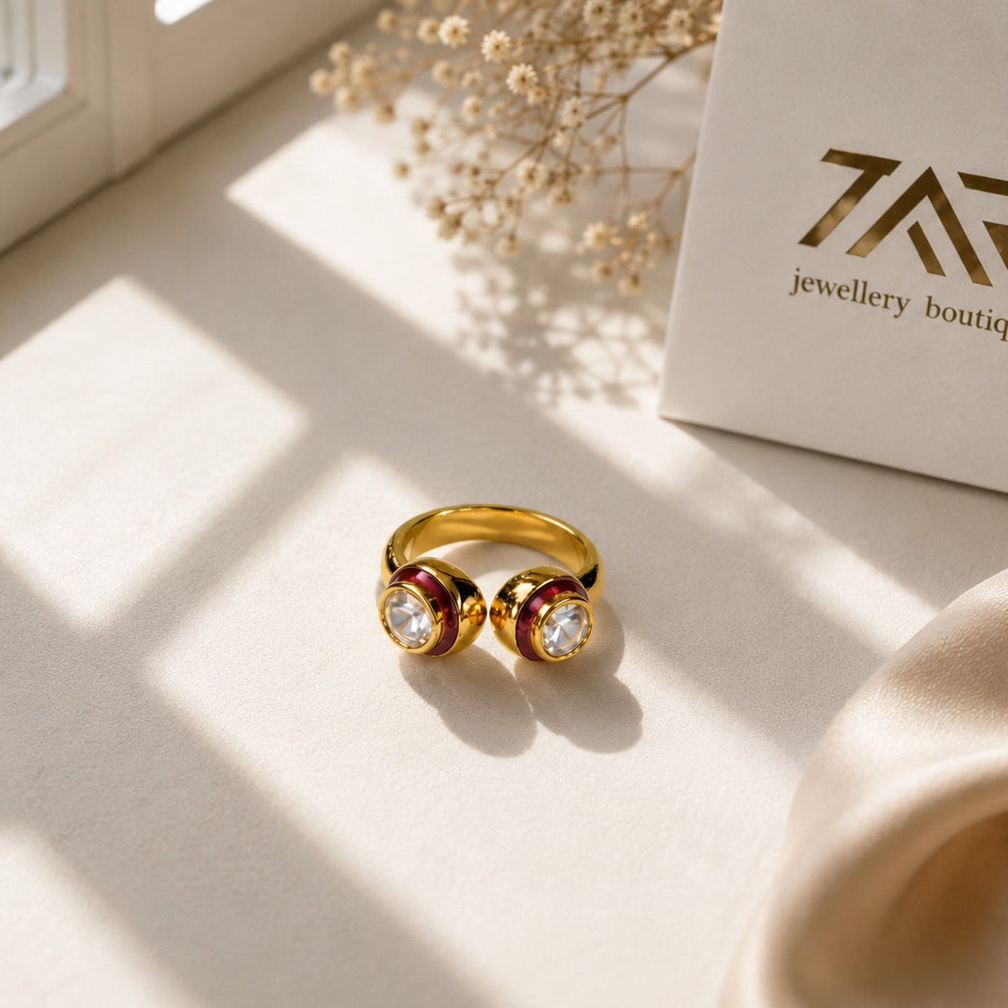 Gold-Plated Open Silver Ring for Women