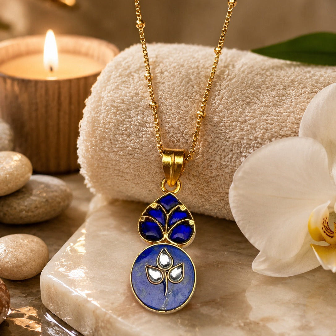 925  Silver Blue Enamel Pendant Necklace
