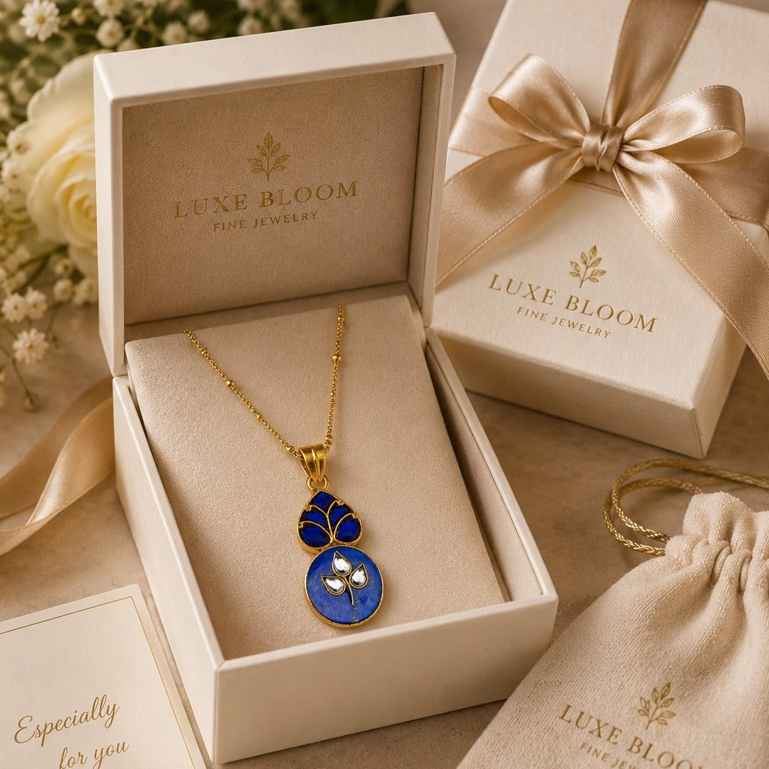 925  Silver Blue Enamel Pendant Necklace