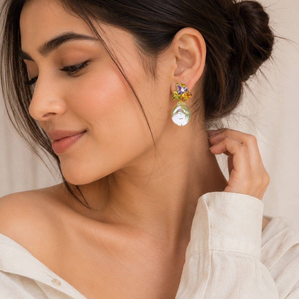 925 Silver Baroque Pearl Drop Earrings for Women