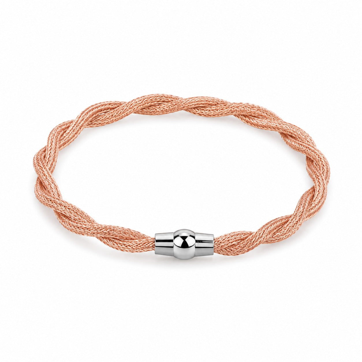 925 Silver Rose Gold Mesh Magnetic Bracelet for Women