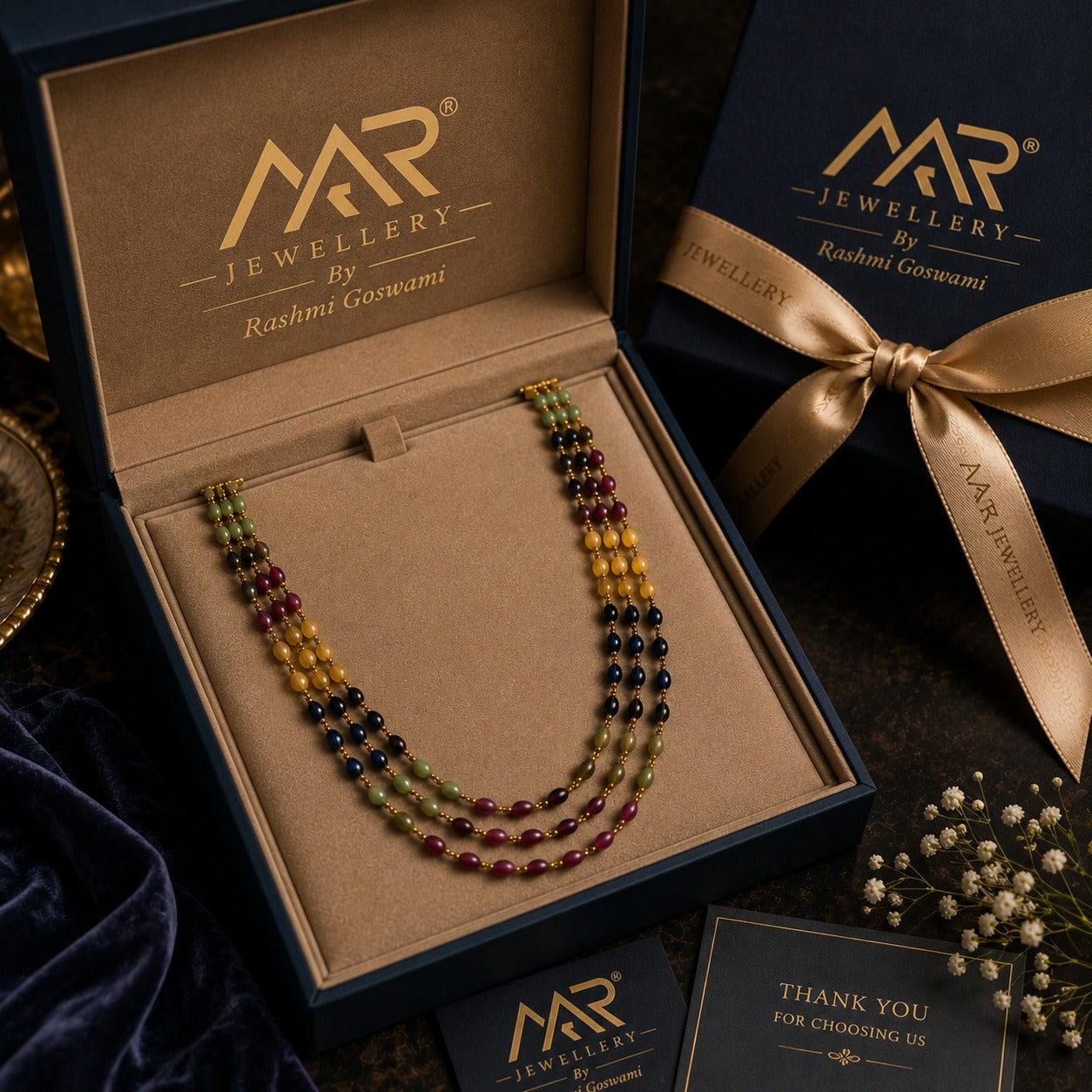 925  Silver Multi-Layer Multi-Color Beaded Chain