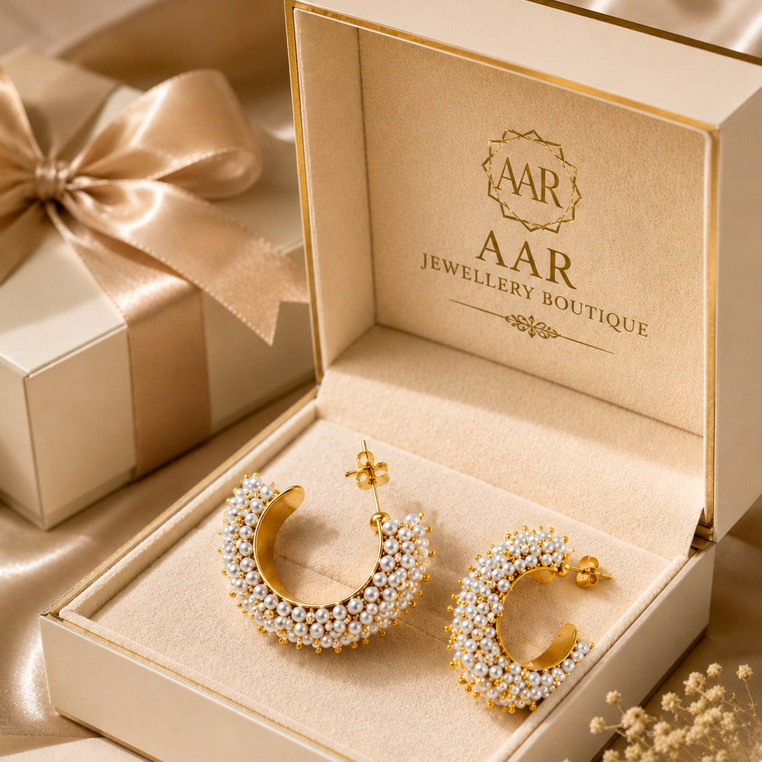 25  Silver Gold-Plated Pearl Hoop Earrings for Women